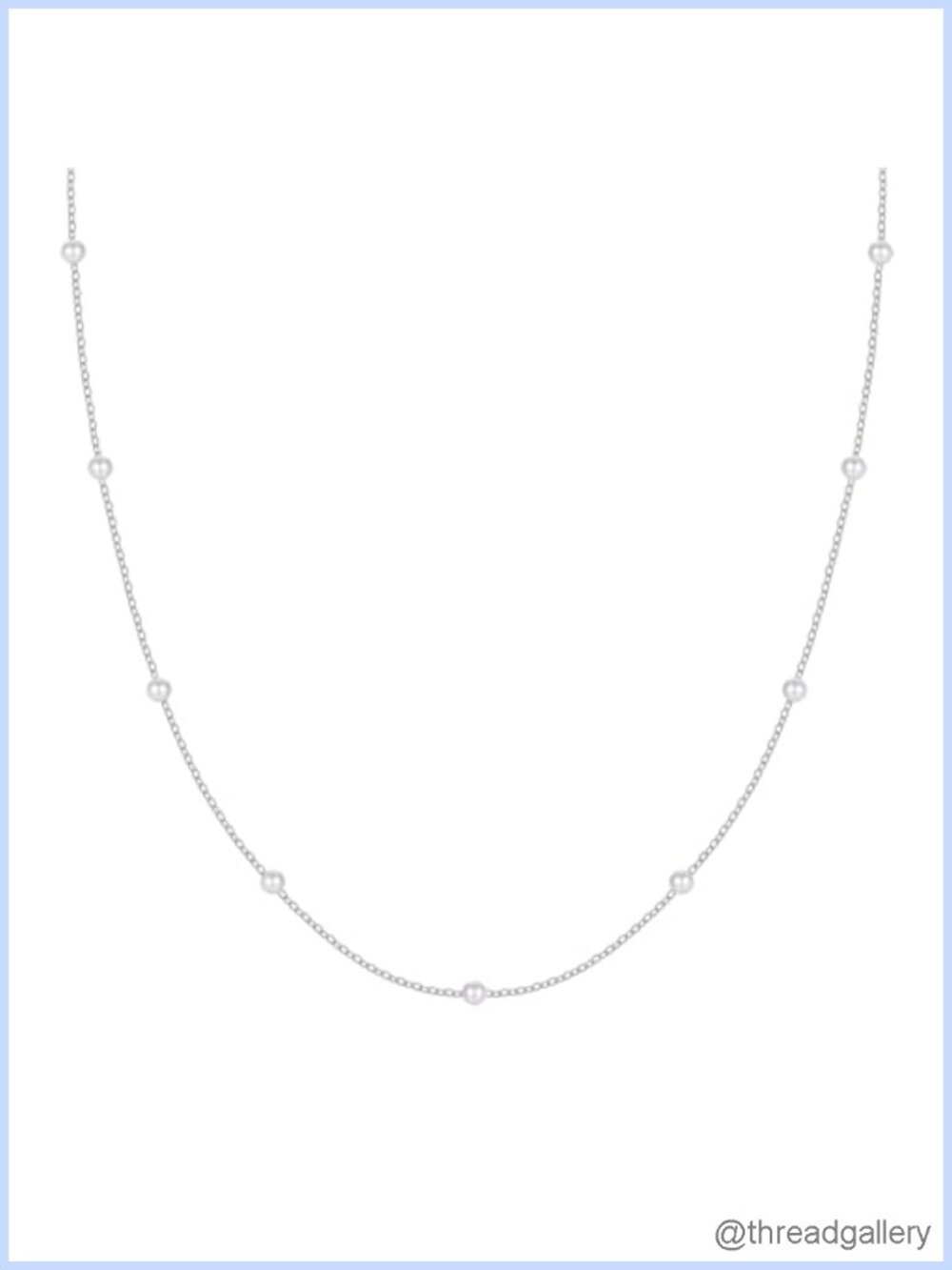 925 Sterling Silver Small Pearl Station Necklace 3mm Freshwater Cultured Pearl